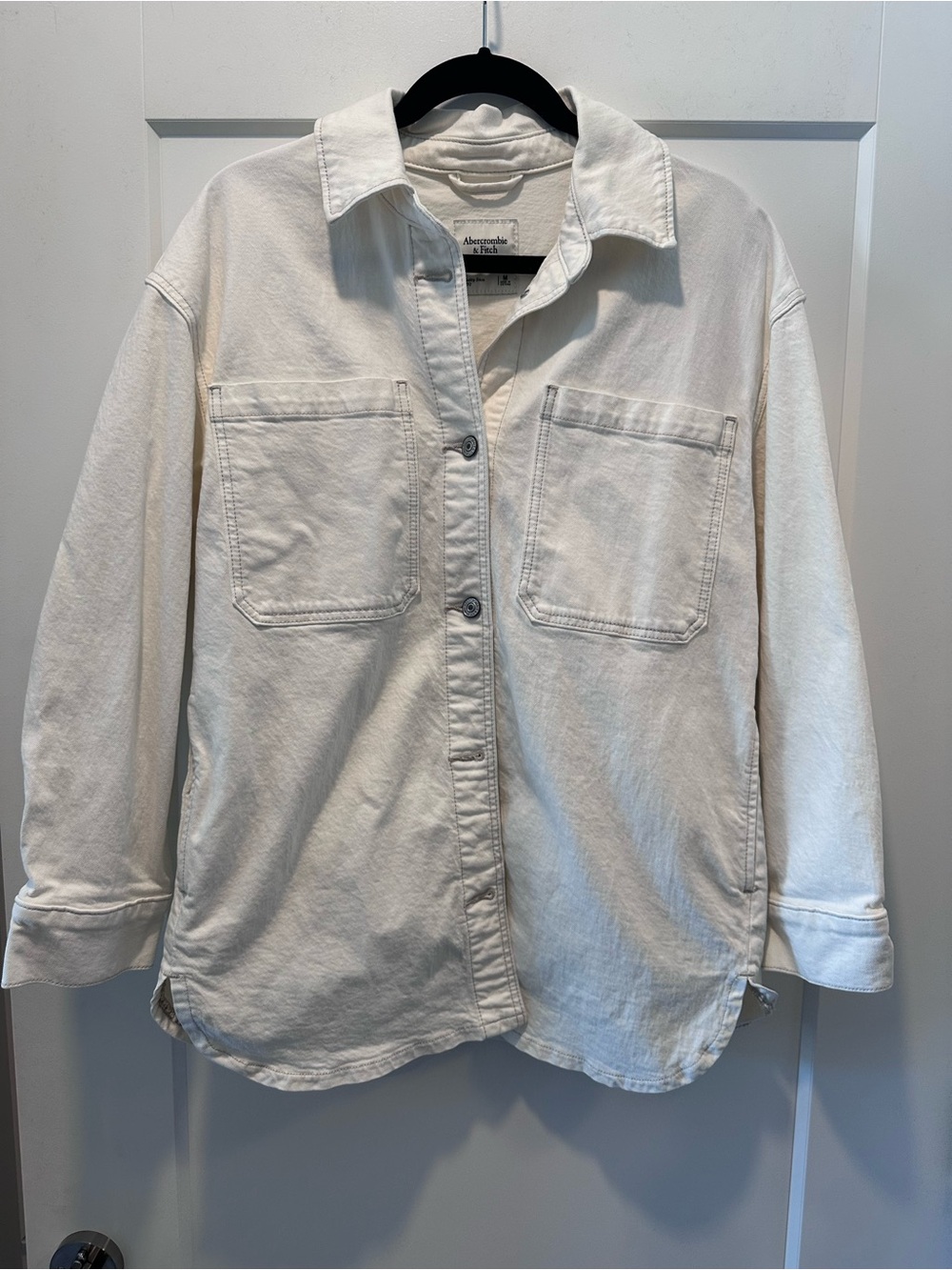 Abercrombie & Fitch Cream Button-Up Jean Jacket